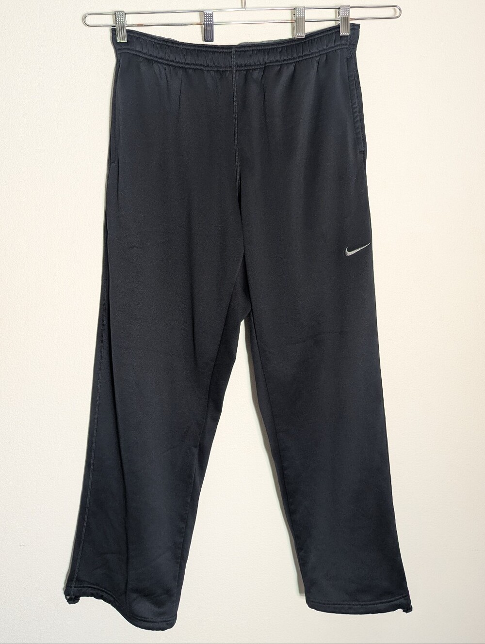 Vintage Y2K Mens Nike Track Pants Therma-fit Black Grey Sporty Athleisure XL